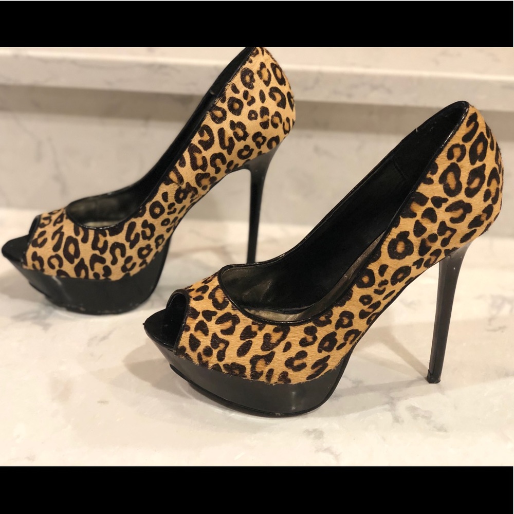 Cheetah fur platform heels